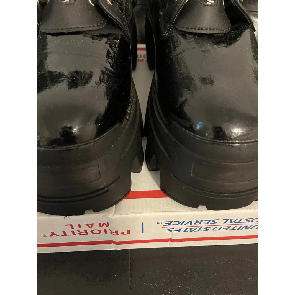 ASOS DESIGN Mens Black Patent Chunky Platform Lug Sole